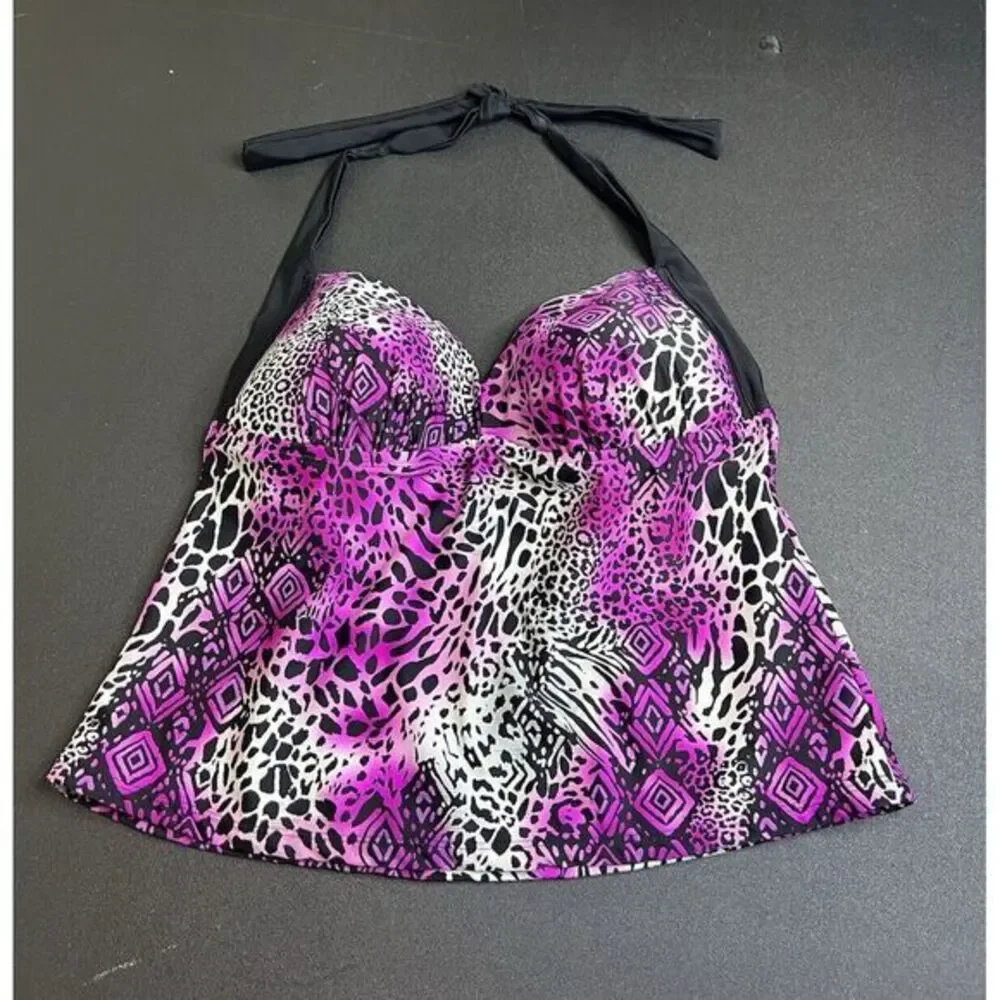Catalina‎ Women's Size L (36/38 C/D) Tankini Halter Top Padded Pink Purple Black